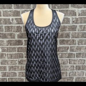 Lorna Jane leather look mesh tank top